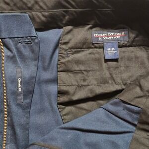 Roundtree & Yorke Classic Fit Pleated Navy Blue Cotton Men's Dress Pants‎ 46x29